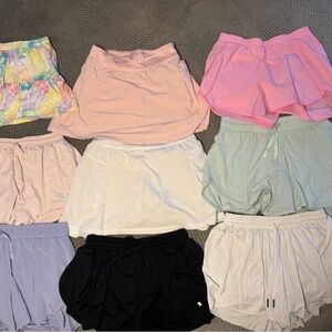 Youth Girls size 14 for ALL (3) Skorts & (6) pairs of athletic shorts